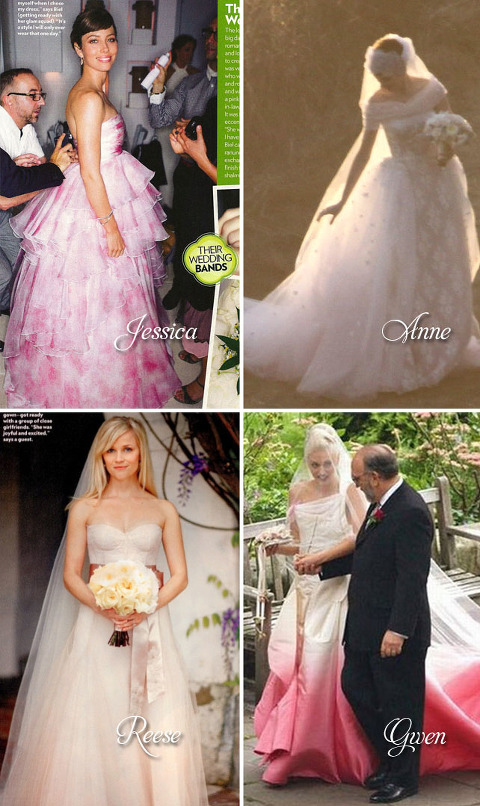 celebrity pink wedding dresses