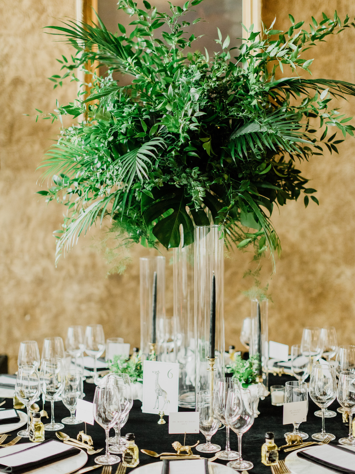 greenery tall centrepiece with animal details